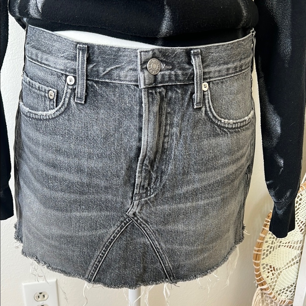 Agolde Raw Hem Denim Skirt